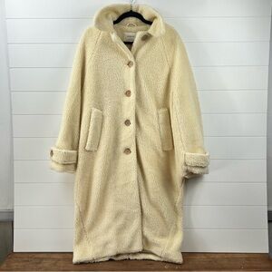 Emerson Fry Matisse faux Sherpa long line jacket casual button down ivory